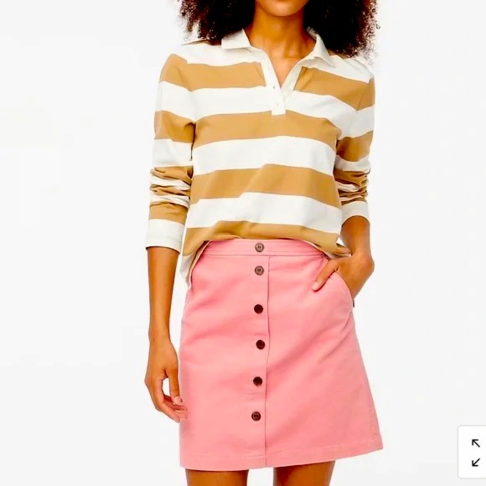 J Crew Factory Bubblegum Pink Corduroy Faux Button Front Zippered A-Line Skirt